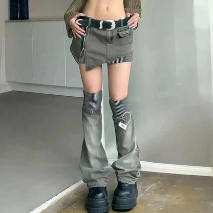 Jupe Asymétrique en Denim 2 Pièces - Saylana