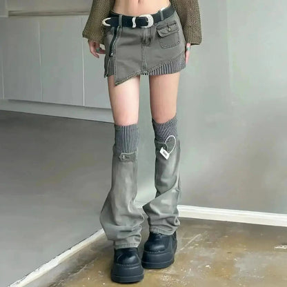 Jupe Asymétrique en Denim 2 Pièces - Saylana