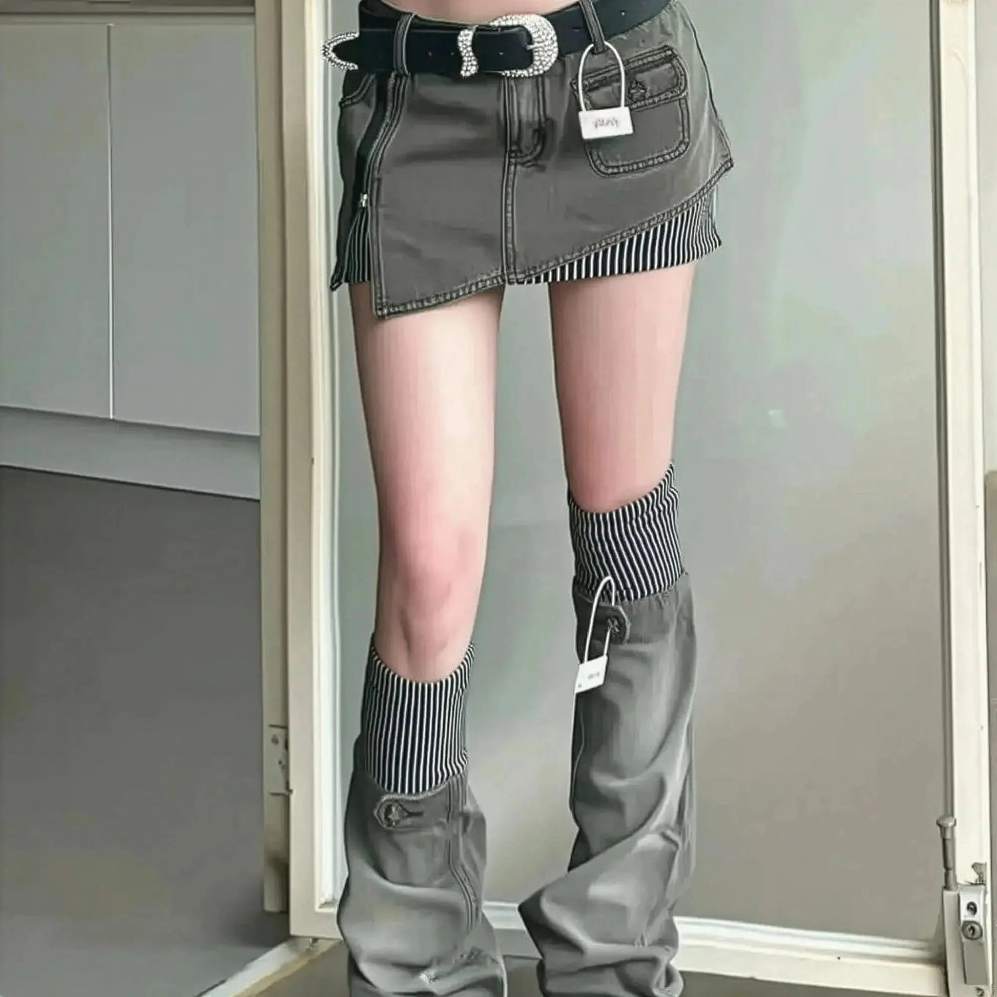 Jupe Asymétrique en Denim 2 Pièces - Saylana