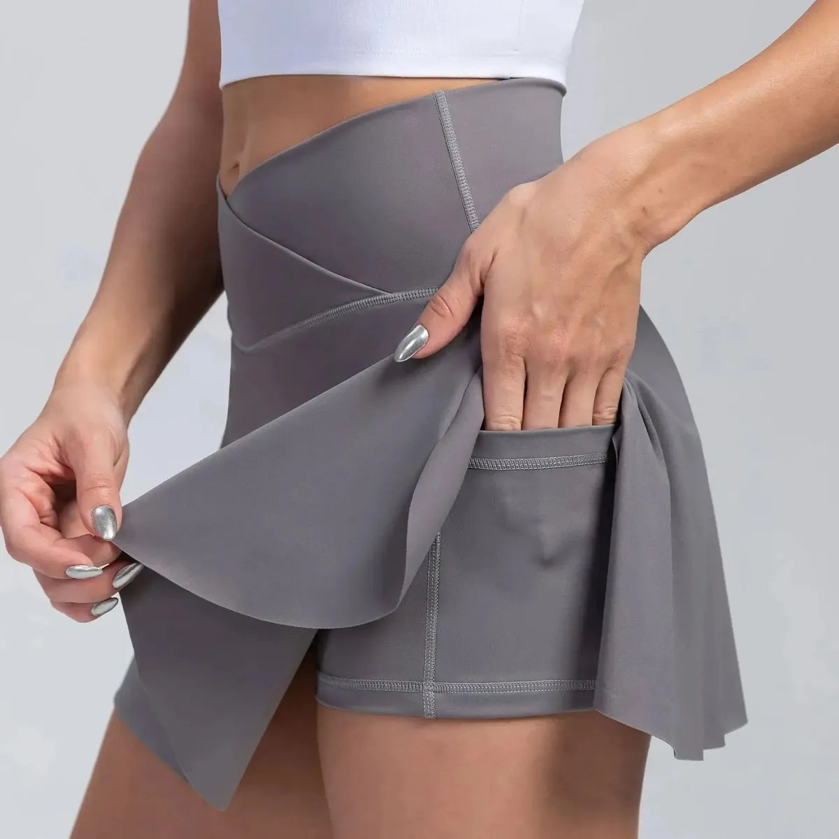 Jupe Plissée Taille Haute avec Poches-Saylana