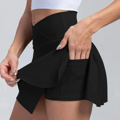 Jupe Plissée Taille Haute avec Poches-Saylana