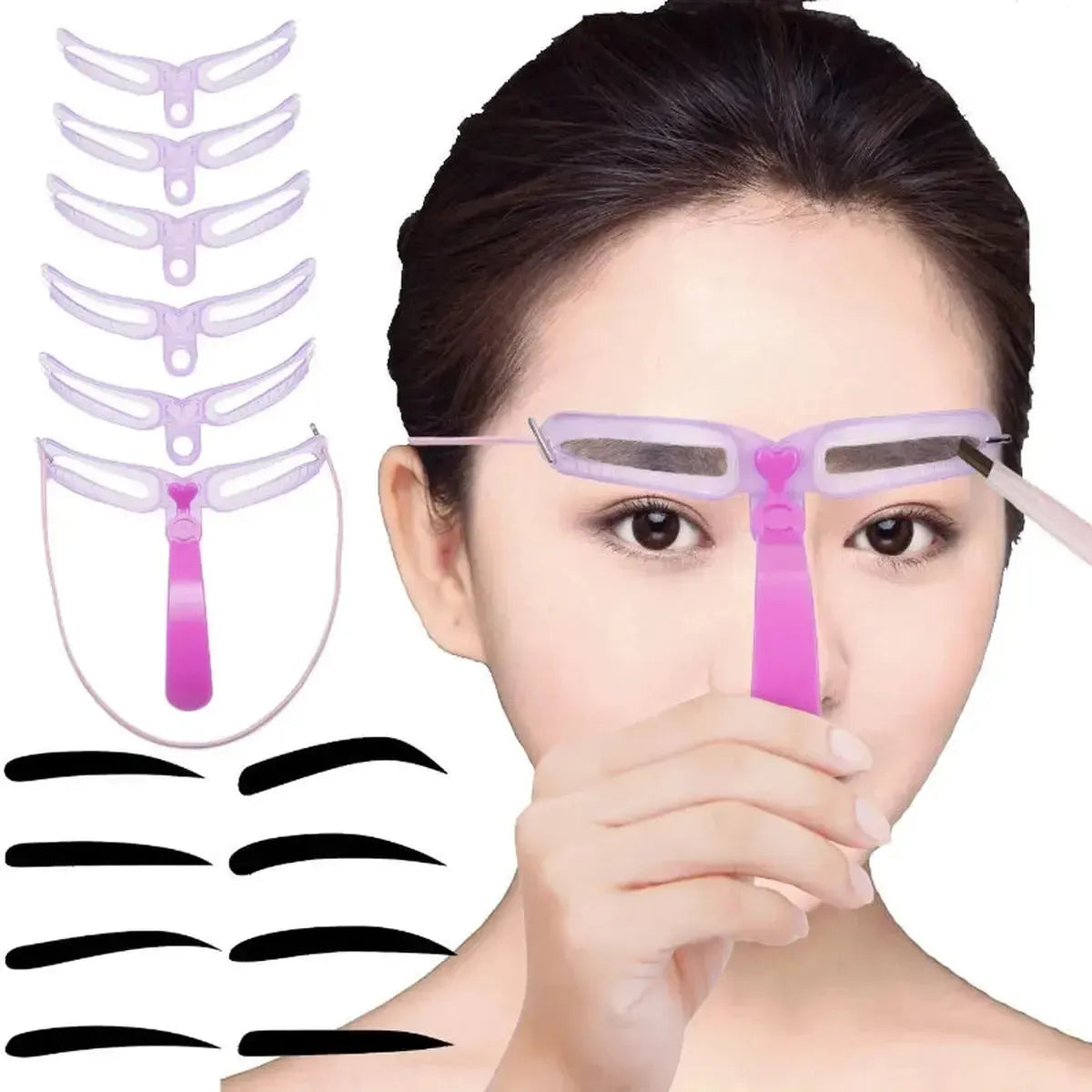 Kit 8-en-1 Pochoirs Sourcils Réutilisables-Saylana