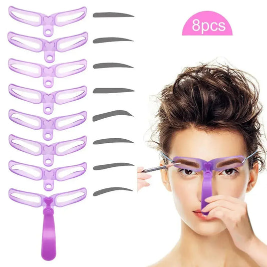 Kit 8-en-1 Pochoirs Sourcils Réutilisables-Saylana