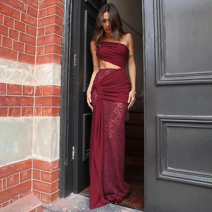 Look Club Élancé : Crop Top & Jupe Slit-Saylana
