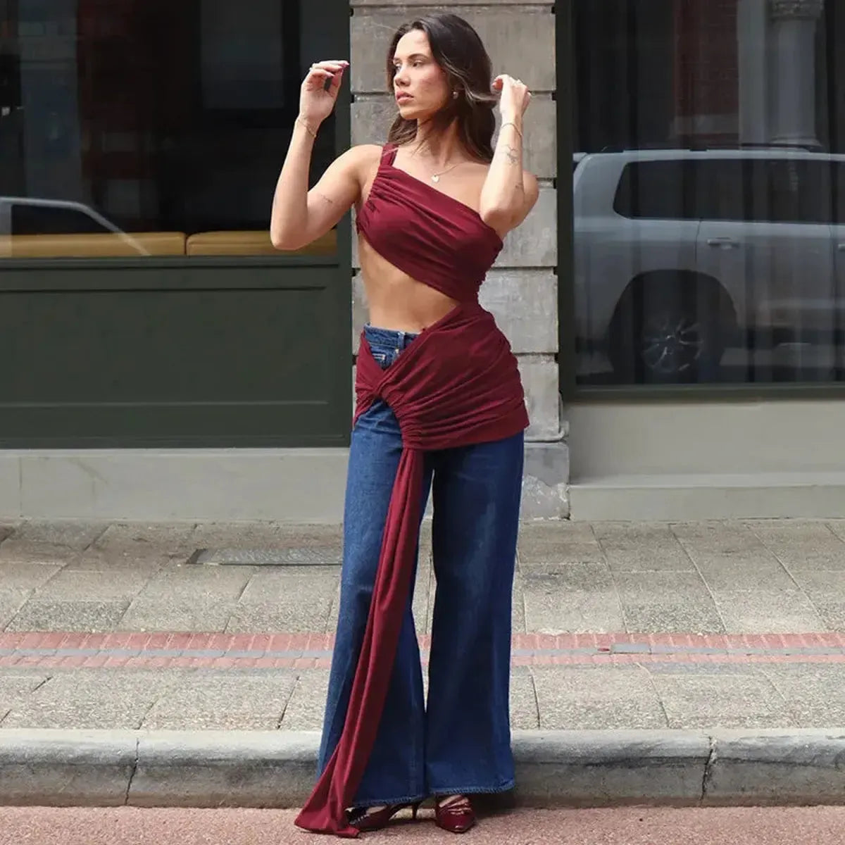 Look Club Élancé : Crop Top & Jupe Slit-Saylana