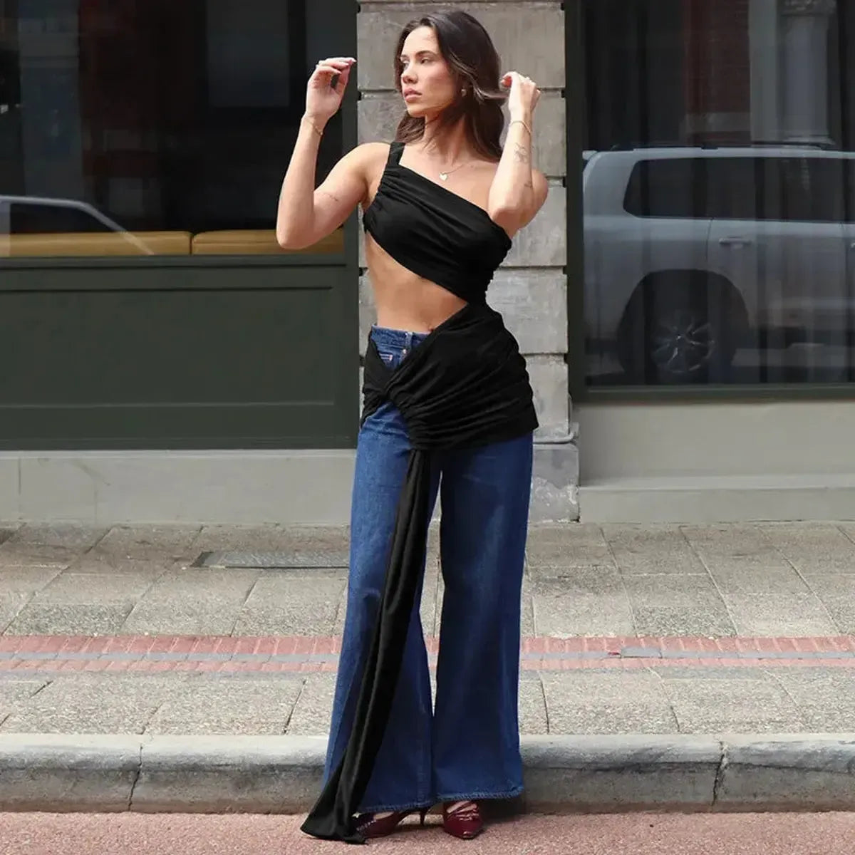 Look Club Élancé : Crop Top & Jupe Slit-Saylana