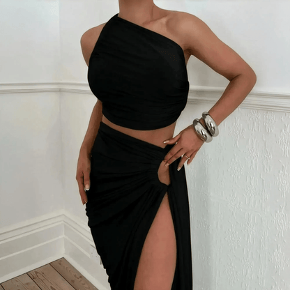 Look Club Élancé - Crop Top & Jupe Slit - Saylana