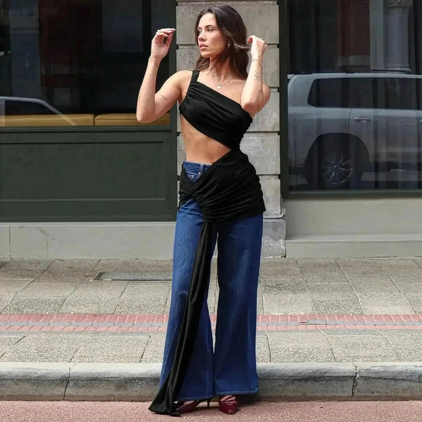 Look Club Élancé - Crop Top & Jupe Slit - Saylana
