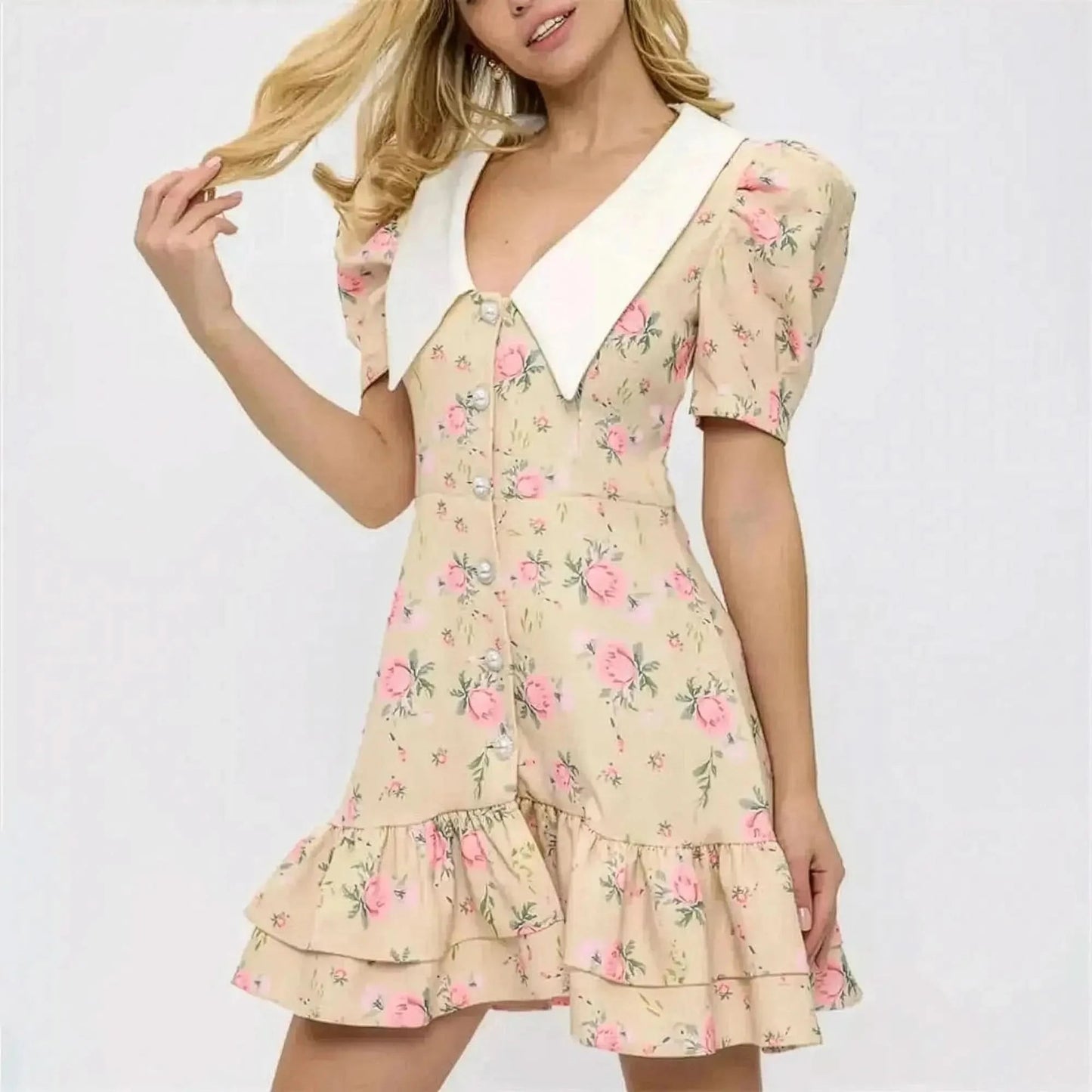 Look Vacances : Taille Haute & Boutons Perle - Saylana