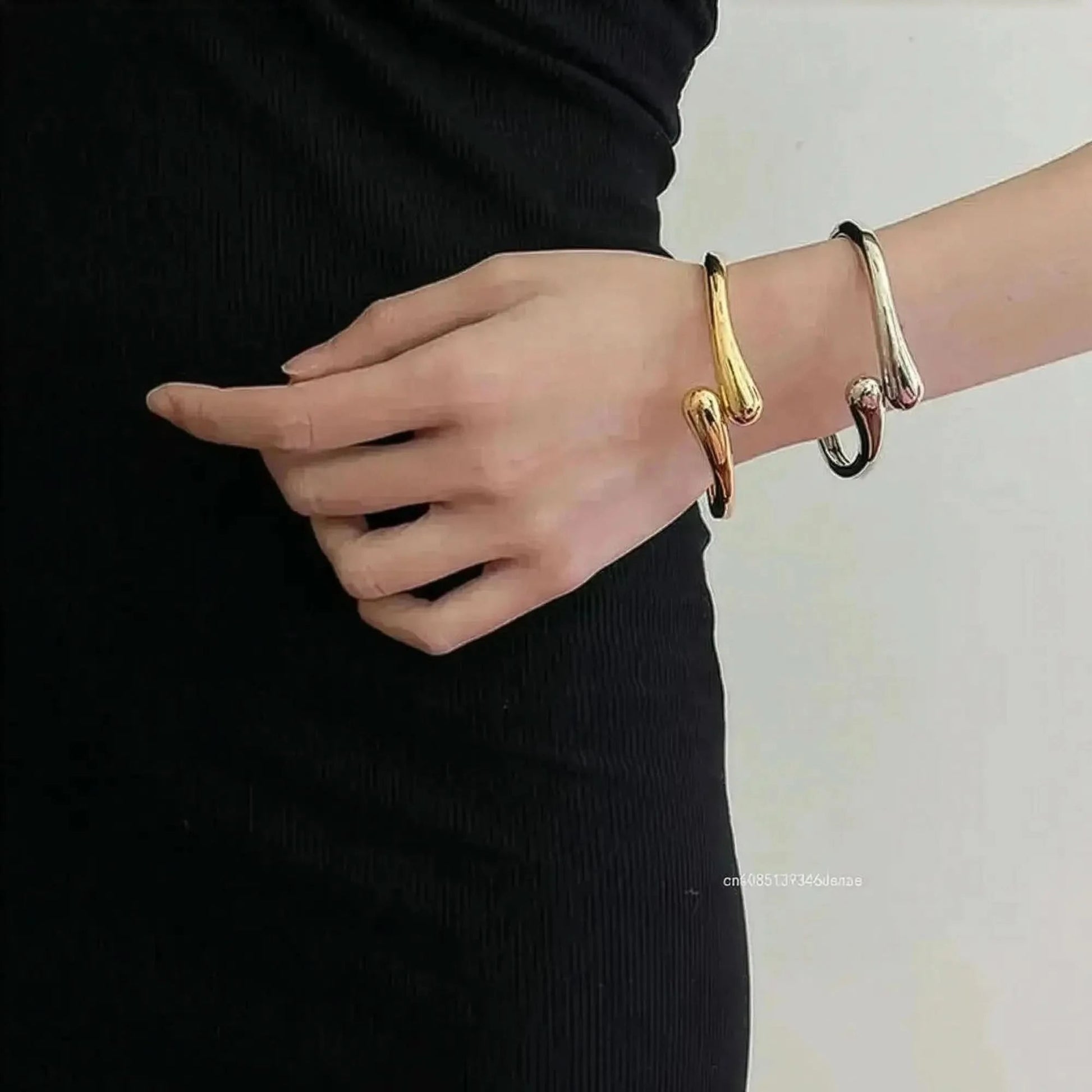 Manchette Large Or/Argent Torsadée - Saylana