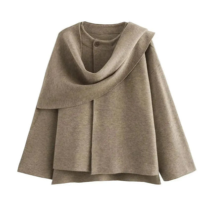 Manteau Hiver Asymétrique à Écharpe-Saylana
