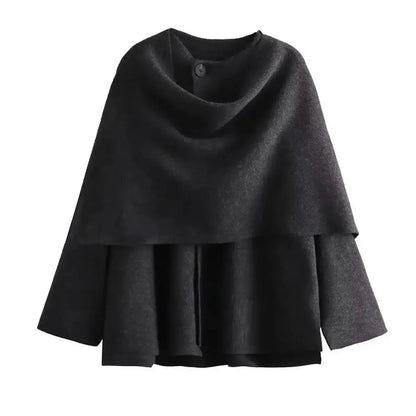 Manteau Hiver Asymétrique à Écharpe-Saylana
