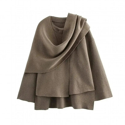 Manteau Hiver Asymétrique à Écharpe - Saylana