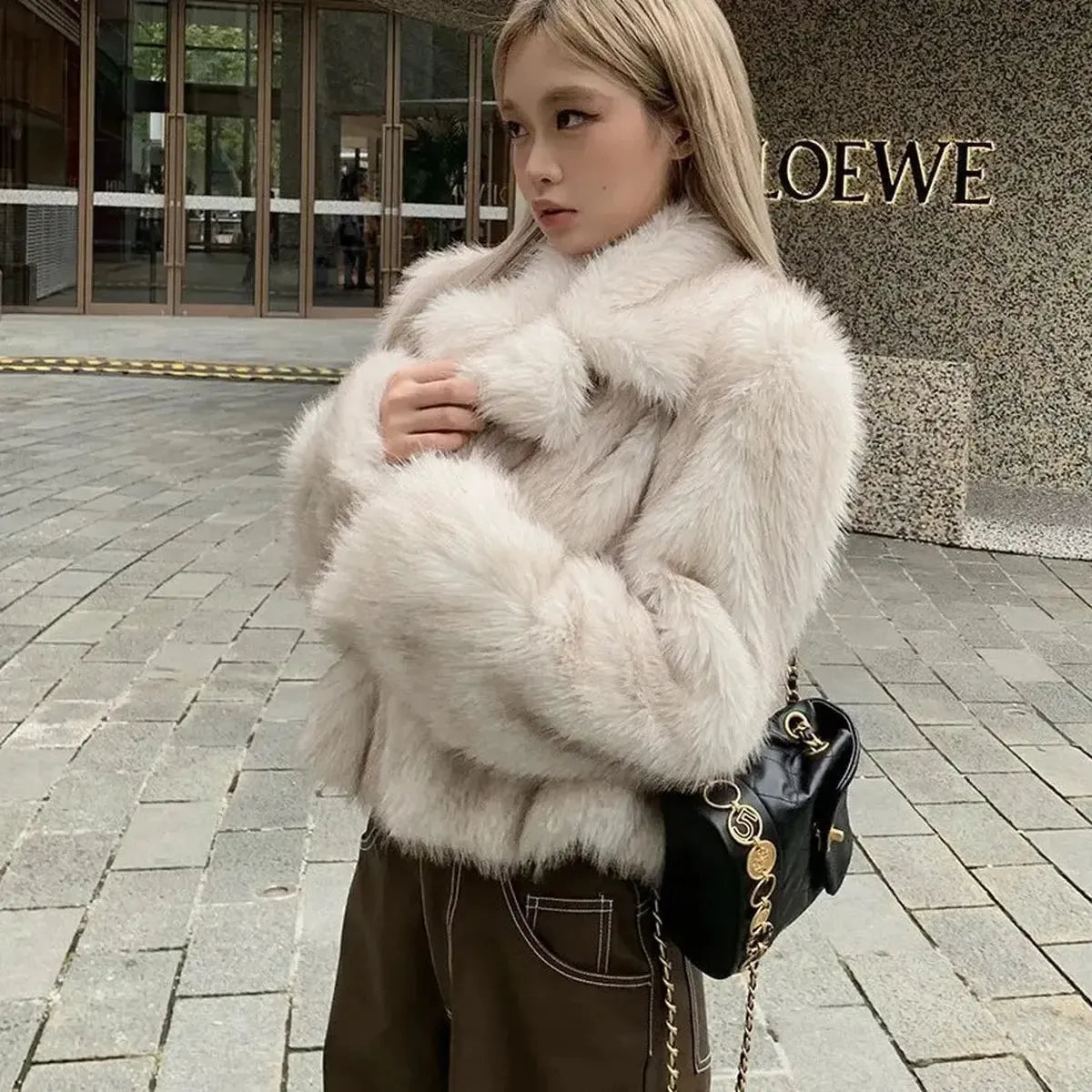 Manteau Hiver Cropped Imitation Peau-Saylana