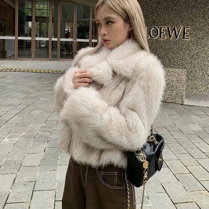 Manteau Hiver Cropped Imitation Peau-Saylana