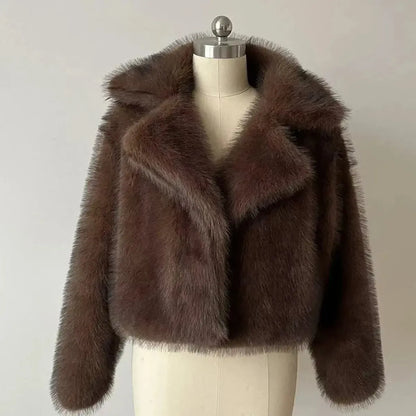 Manteau Hiver Cropped Imitation Peau-Saylana