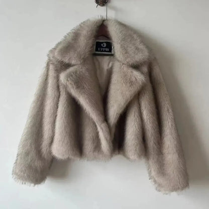 Manteau Hiver Cropped Imitation Peau-Saylana