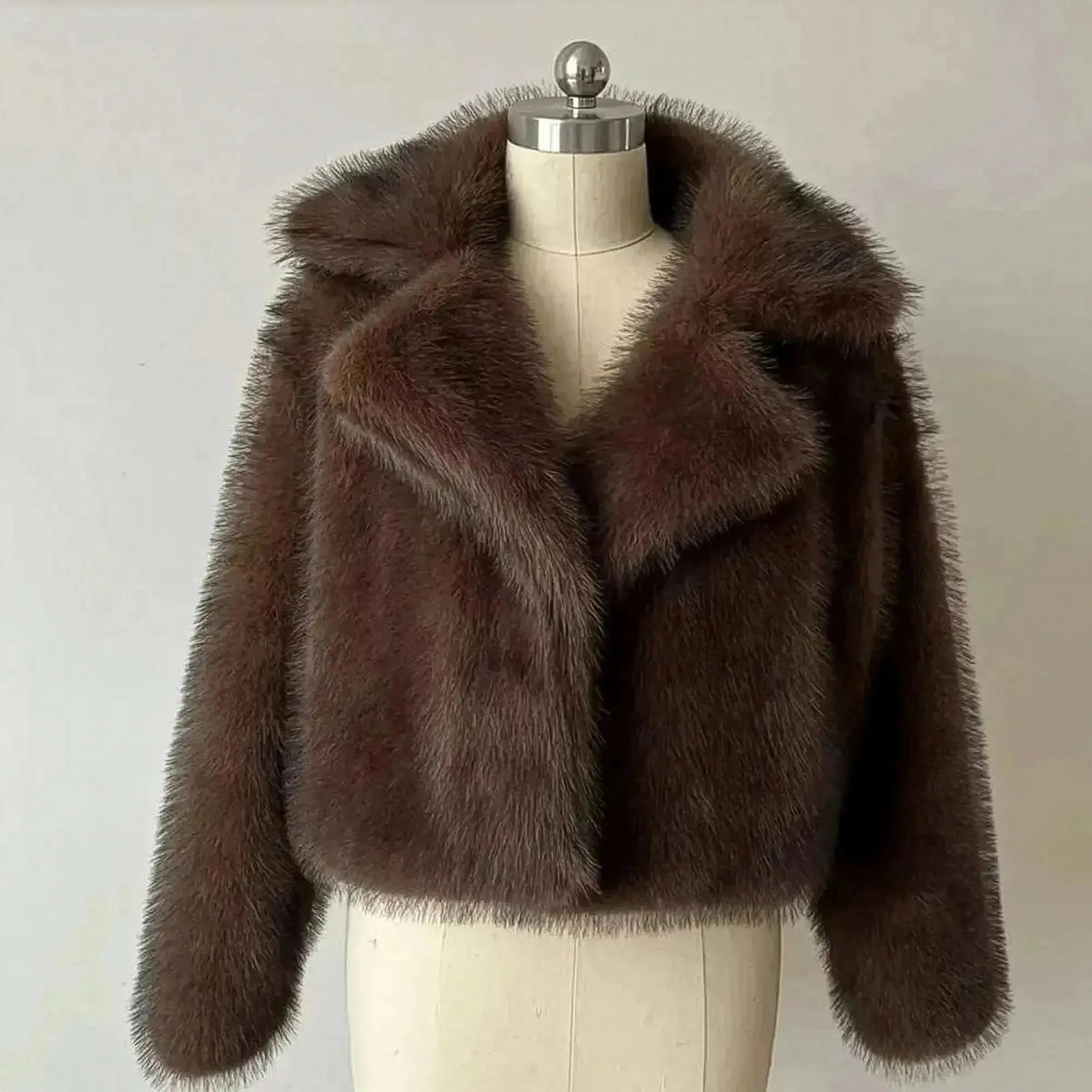 Manteau Hiver Cropped Imitation Peau - Saylana