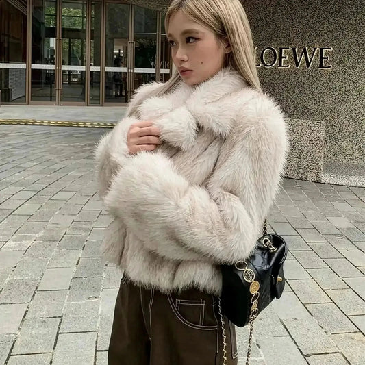 Manteau Hiver Cropped Imitation Peau - Saylana