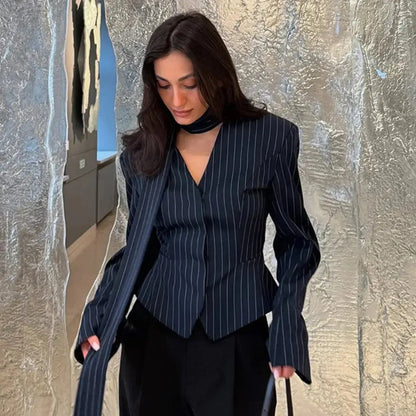 Manteau Rayé Cintré à Nouer Chic-Saylana