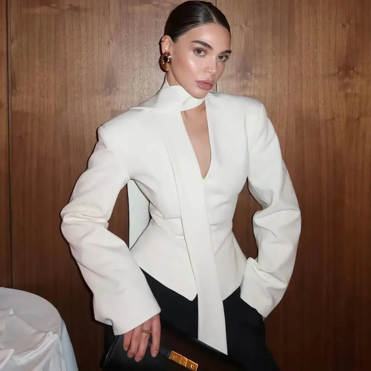 Manteau Rayé Cintré à Nouer Chic-Saylana