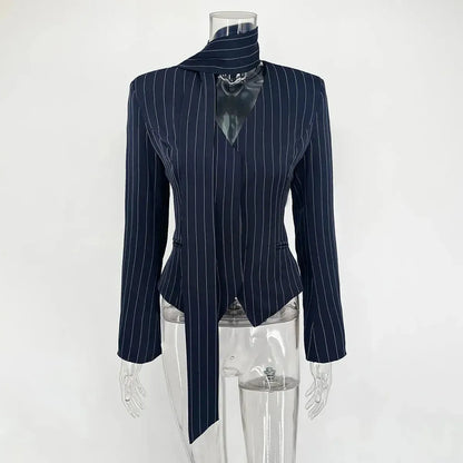 Manteau Rayé Cintré à Nouer Chic-Saylana