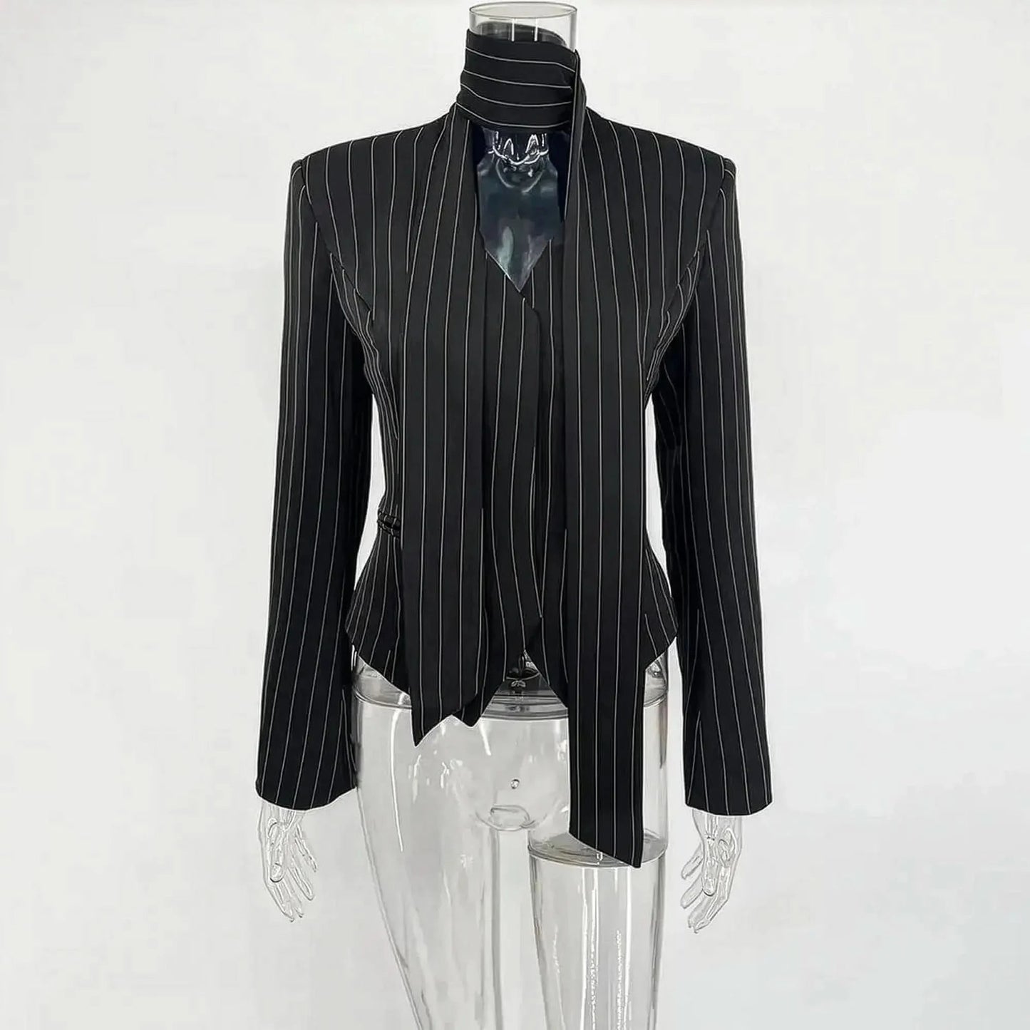 Manteau Rayé Cintré à Nouer Chic - Saylana