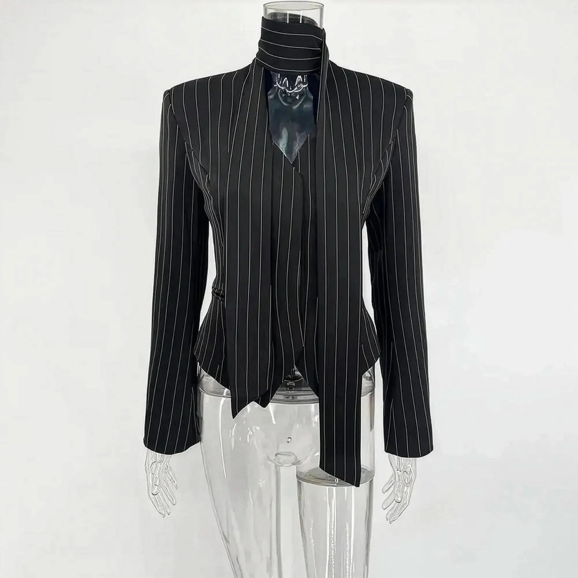 Manteau Rayé Cintré à Nouer Chic - Saylana