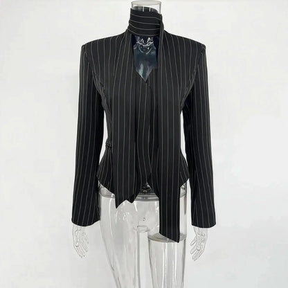 Manteau Rayé Cintré à Nouer Chic - Saylana