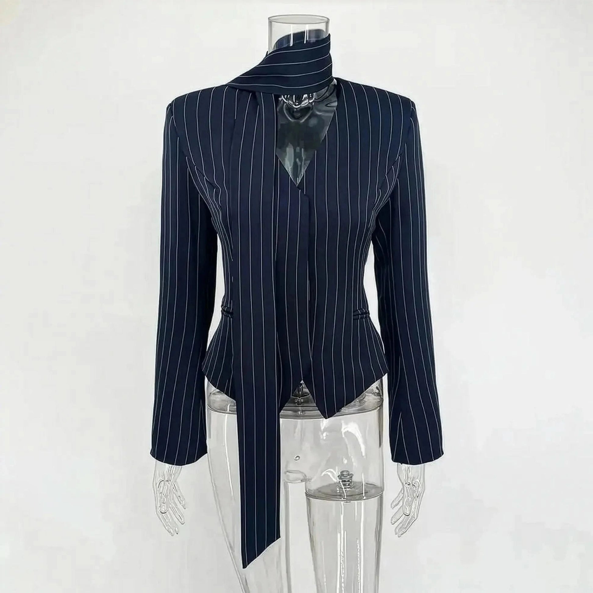 Manteau Rayé Cintré à Nouer Chic - Saylana