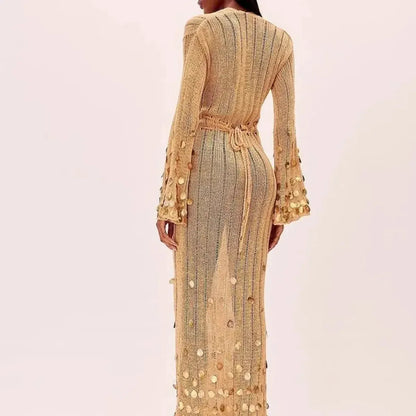 Maxi Dress Brillante : Décolleté & Lacets-Saylana