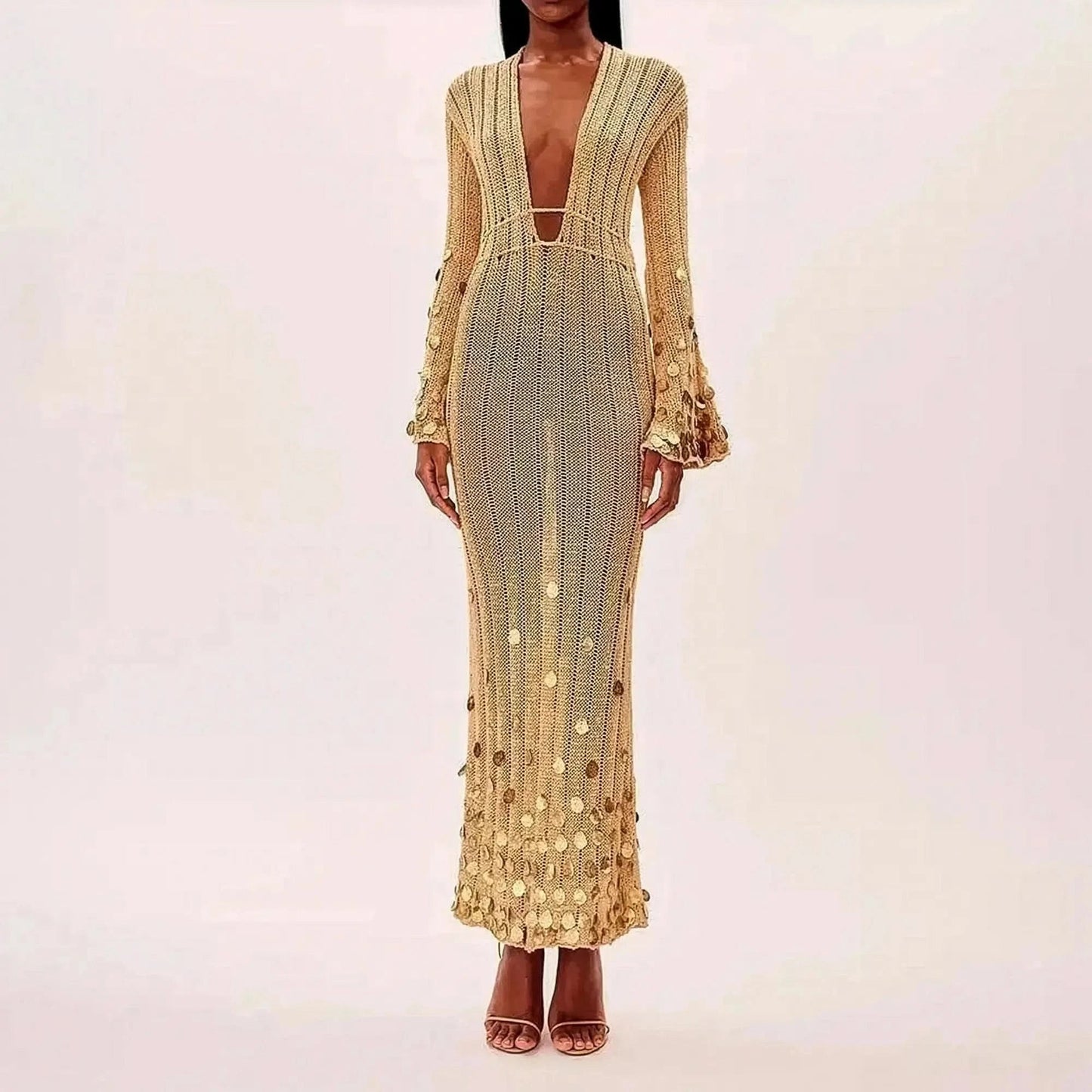 Maxi Dress Brillante : Décolleté & Lacets - Saylana