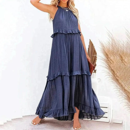 Maxi Dress Élégante à Volants Unis - Saylana