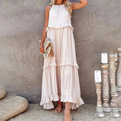 Maxi Dress Élégante à Volants Unis - Saylana