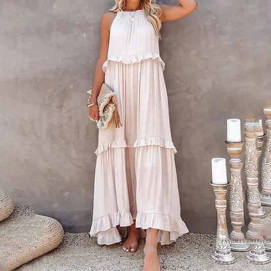 Maxi Dress Élégante à Volants Unis-Saylana