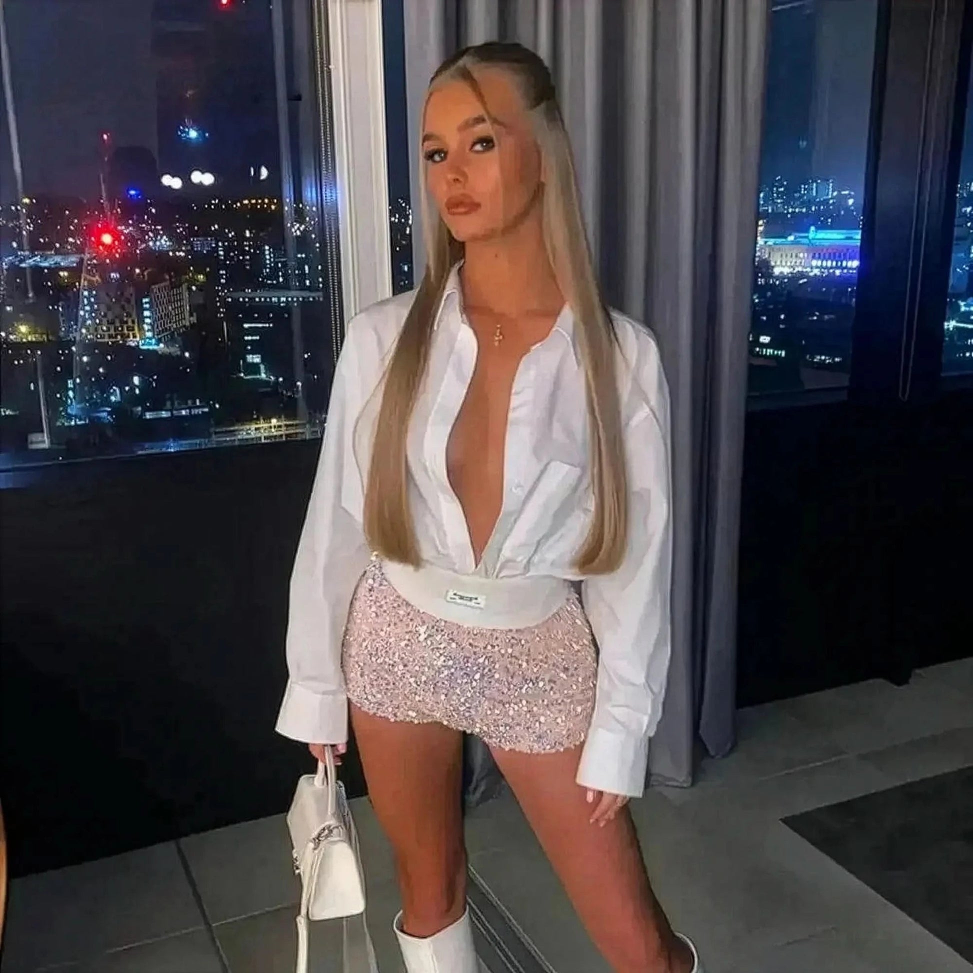 Mini coupe glitter pour un look de soirée brillant - Saylana