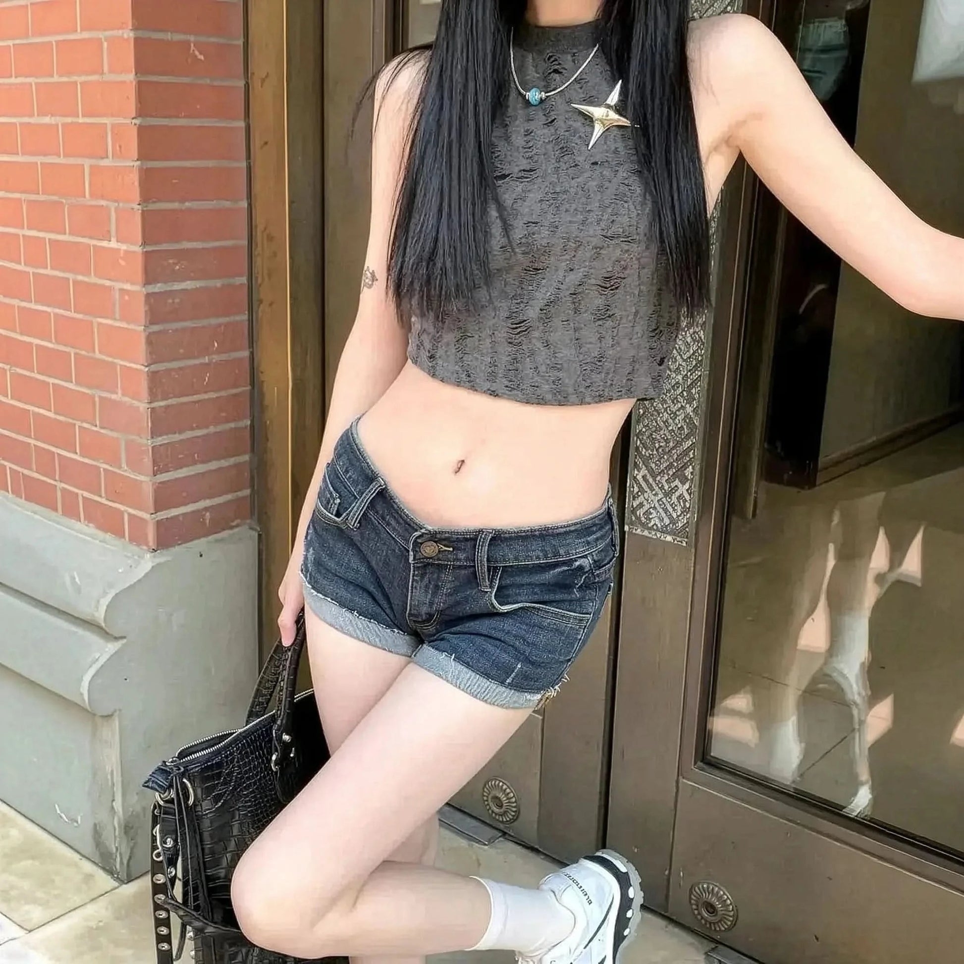 Mini denim taille basse stylé - Saylana