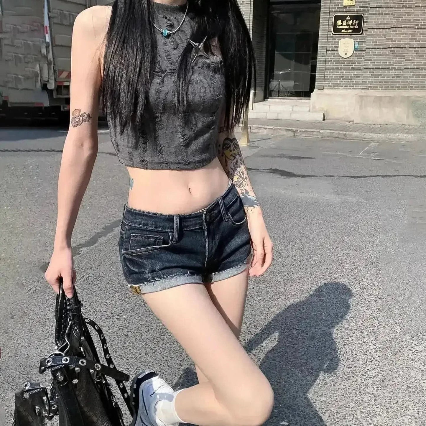 Mini denim taille basse stylé - Saylana