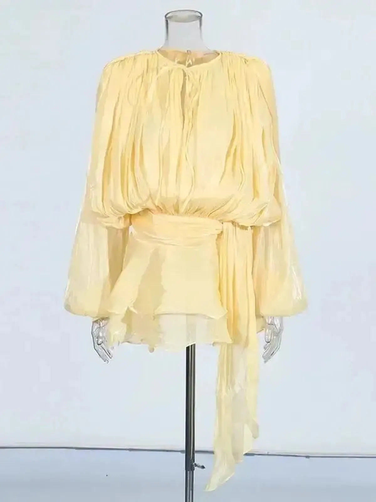 Mini Robe à Lacets Manches Longues-Saylana