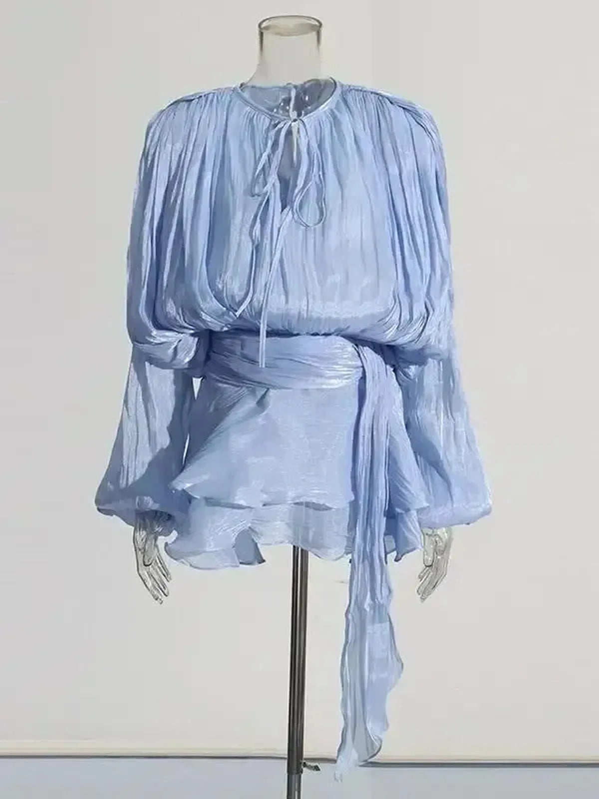 Mini Robe à Lacets Manches Longues-Saylana
