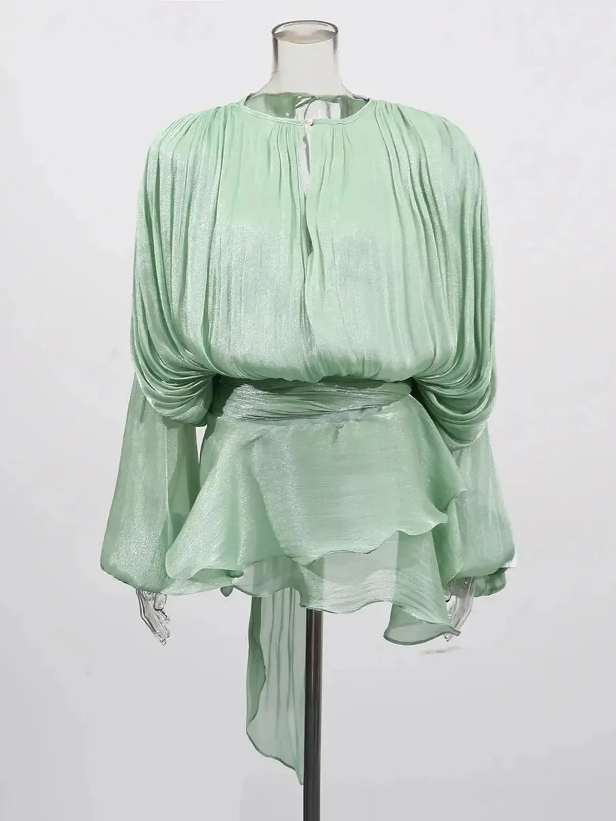 Mini Robe à Lacets Manches Longues-Saylana