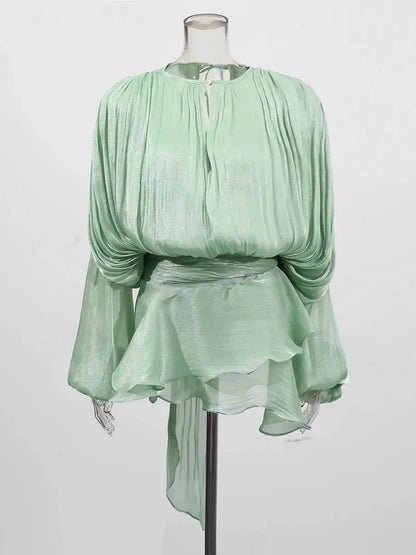 Mini Robe à Lacets Manches Longues-Saylana