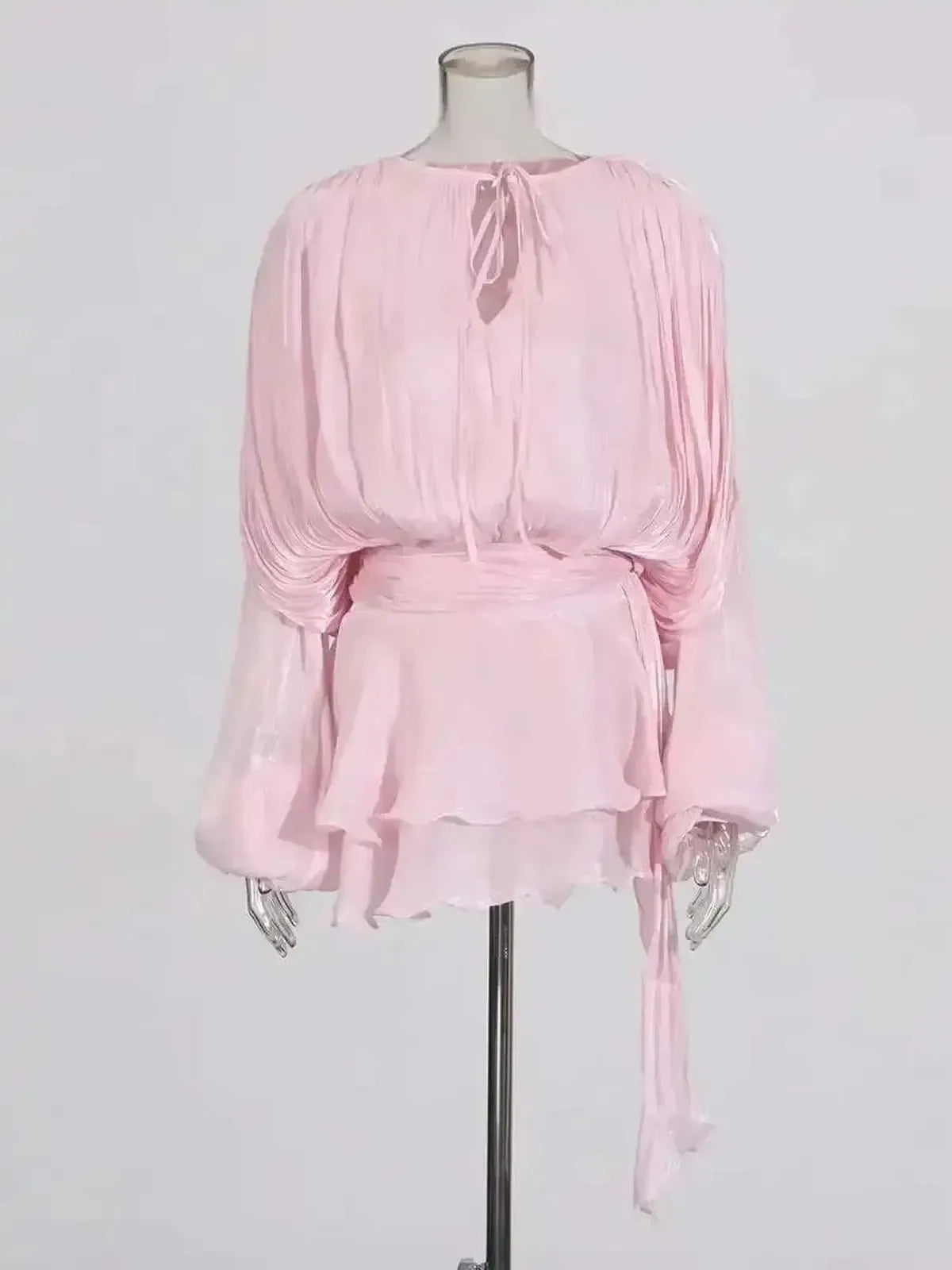 Mini Robe à Lacets Manches Longues-Saylana