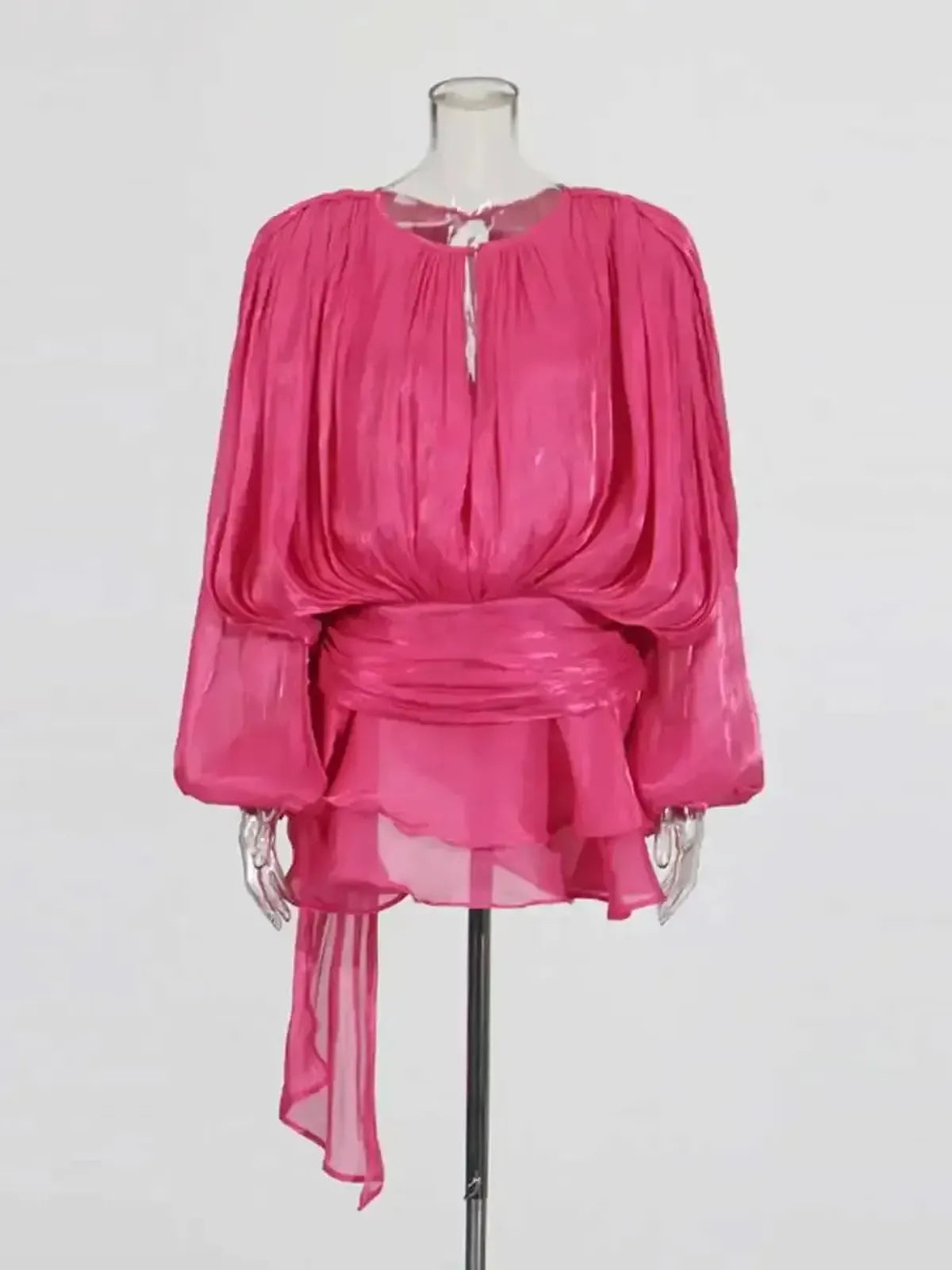 Mini Robe à Lacets Manches Longues-Saylana