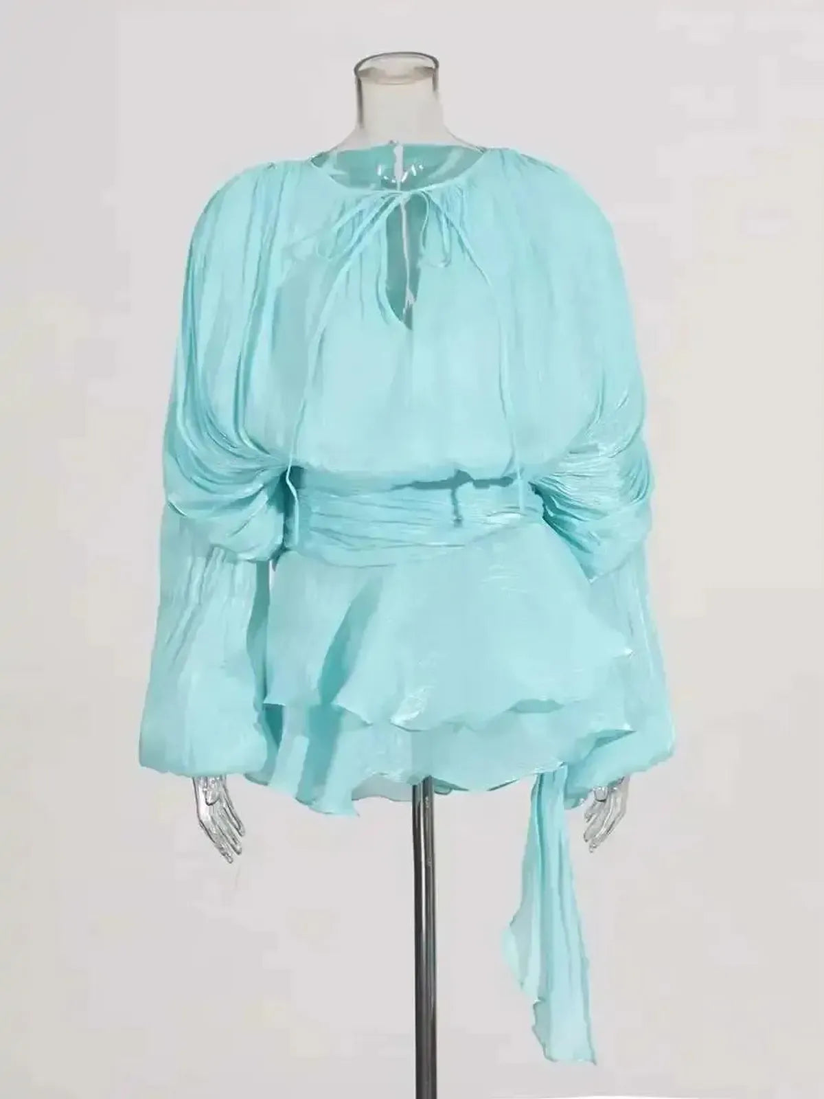 Mini Robe à Lacets Manches Longues-Saylana