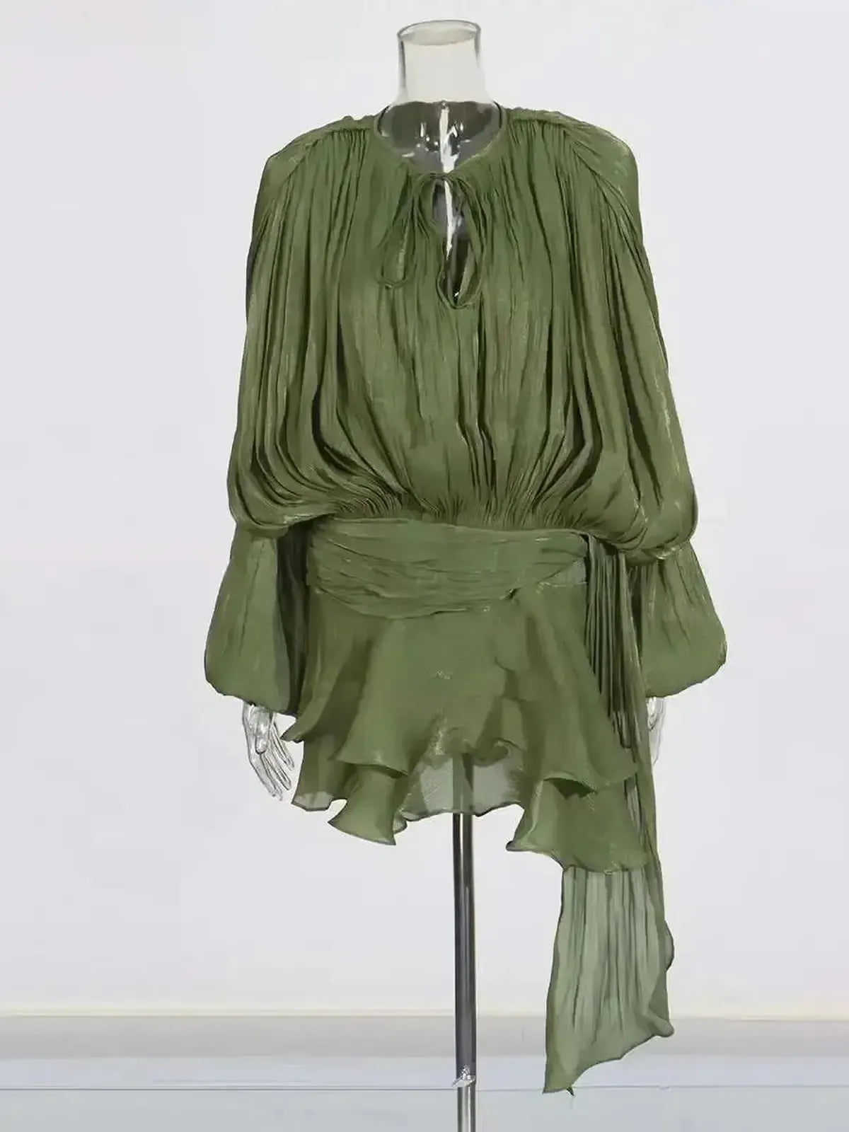 Mini Robe à Lacets Manches Longues-Saylana