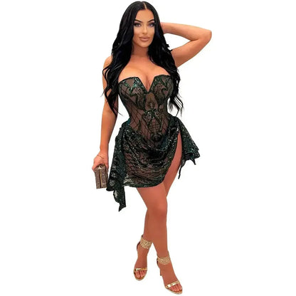 Mini Robe à Sequins Sexy-Saylana
