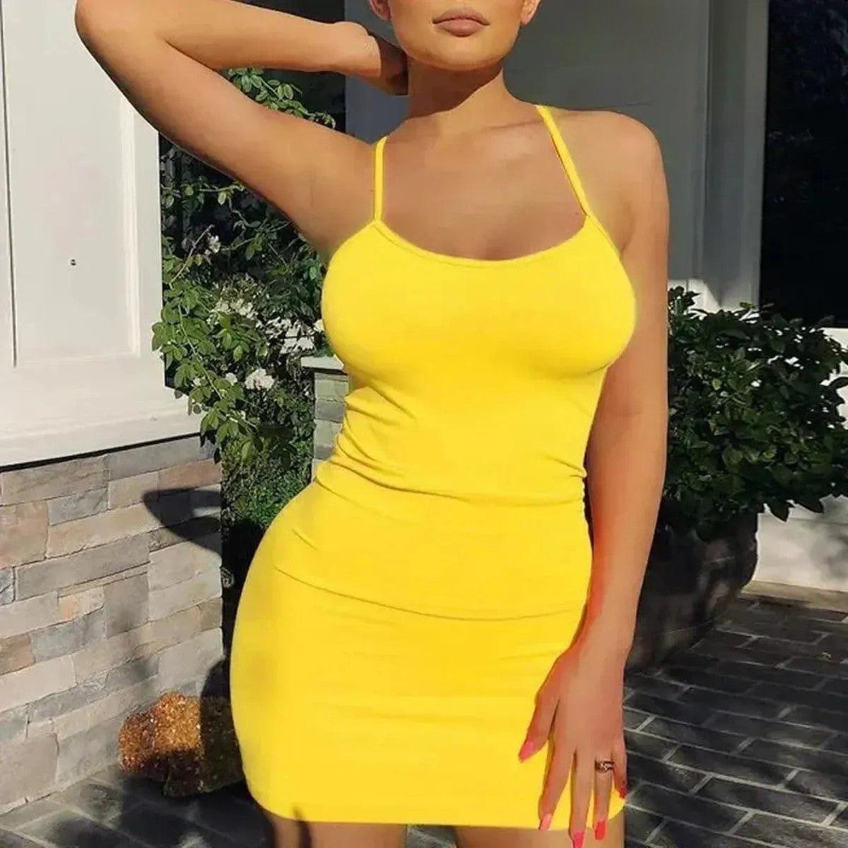 Mini Robe Bodycon Bretelles-Saylana