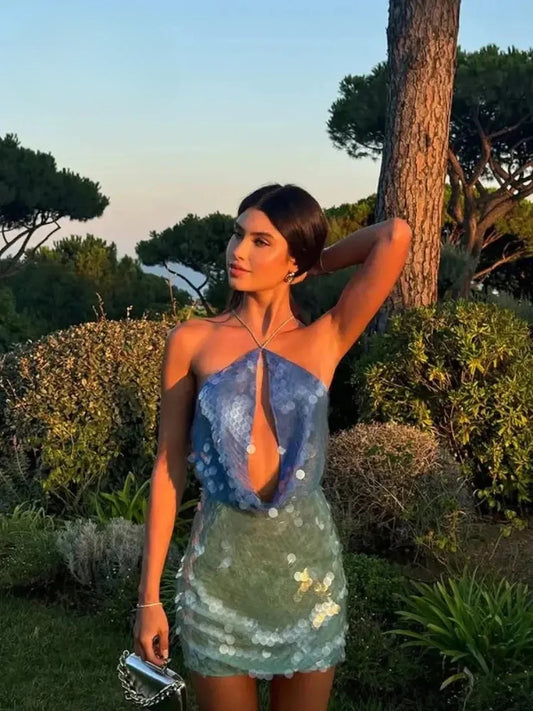 Mini Robe Dos Nu à Sequins-Saylana
