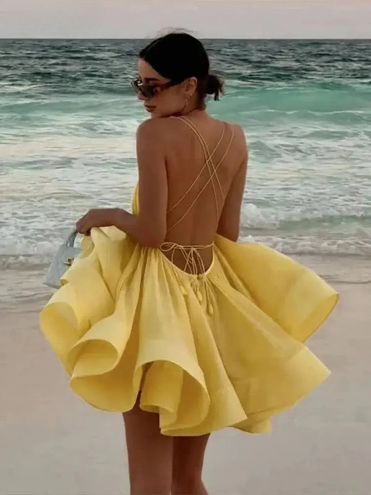 Mini Robe Évasée Sans Manches-Saylana